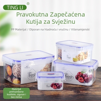 Kvadratna plastična kutija za hranu sa zatvaračem, za skladištenje u hladnjaku