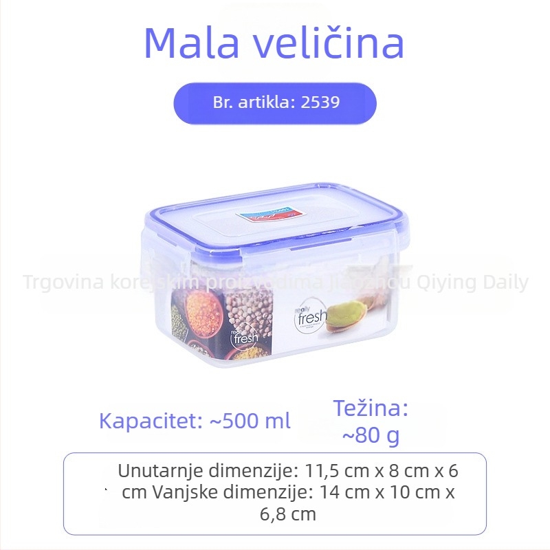 Kvadratna plastična kutija za hranu sa zatvaračem, za skladištenje u hladnjaku