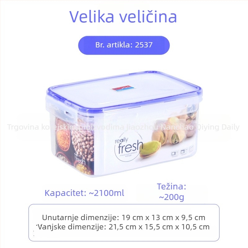 Kvadratna plastična kutija za hranu sa zatvaračem, za skladištenje u hladnjaku