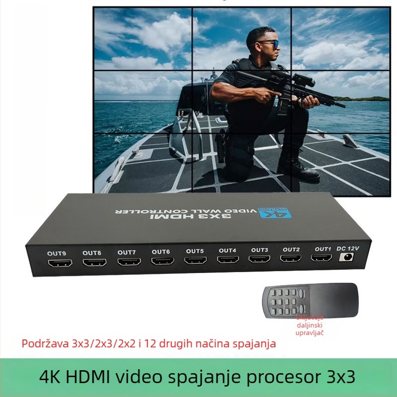 2x2 HDMI/DVI video splicer, 1 ulaz/4 izlaza, 1920x1080, 10 m kabel, videokonferencija