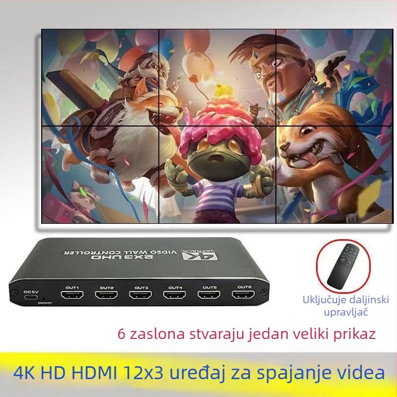 2x2 HDMI/DVI video splicer, 1 ulaz/4 izlaza, 1920x1080, 10 m kabel, videokonferencija
