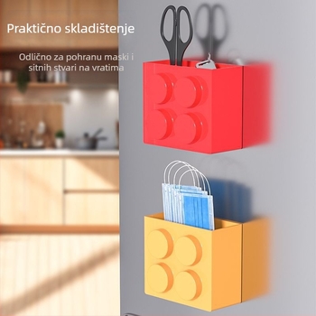 Magnetski zidni organizator za pohranu, drveni uzorak, japanski stil, kapacitet 18 L, od plastike, bez montaže