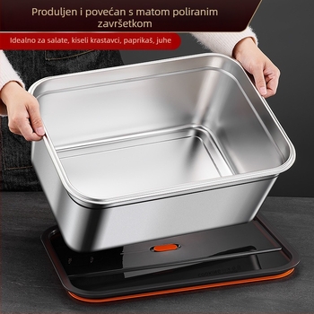 Spremnik za skladištenje hrane od nehrđajućeg čelika, 1–2 L, pravokutnog oblika, zatvoren i otporan na propuštanje, mikrovalno siguran