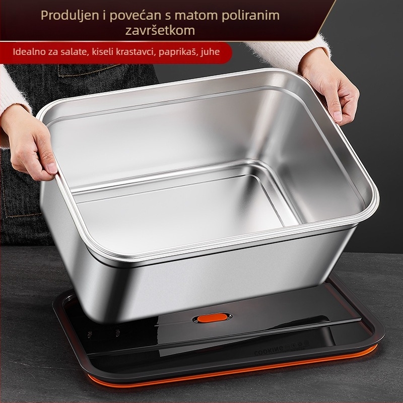 Spremnik za skladištenje hrane od nehrđajućeg čelika, 1–2 L, pravokutnog oblika, zatvoren i otporan na propuštanje, mikrovalno siguran