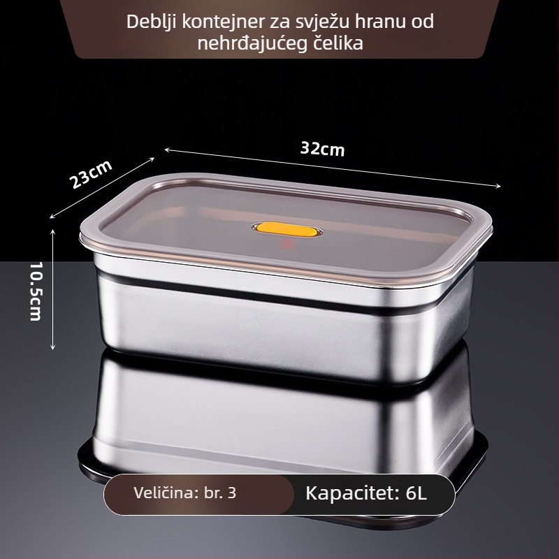 Spremnik za skladištenje hrane od nehrđajućeg čelika, 1–2 L, pravokutnog oblika, zatvoren i otporan na propuštanje, mikrovalno siguran