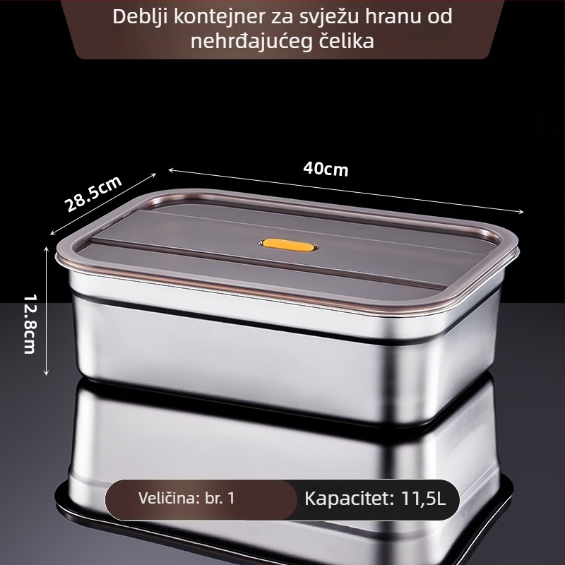Spremnik za skladištenje hrane od nehrđajućeg čelika, 1–2 L, pravokutnog oblika, zatvoren i otporan na propuštanje, mikrovalno siguran