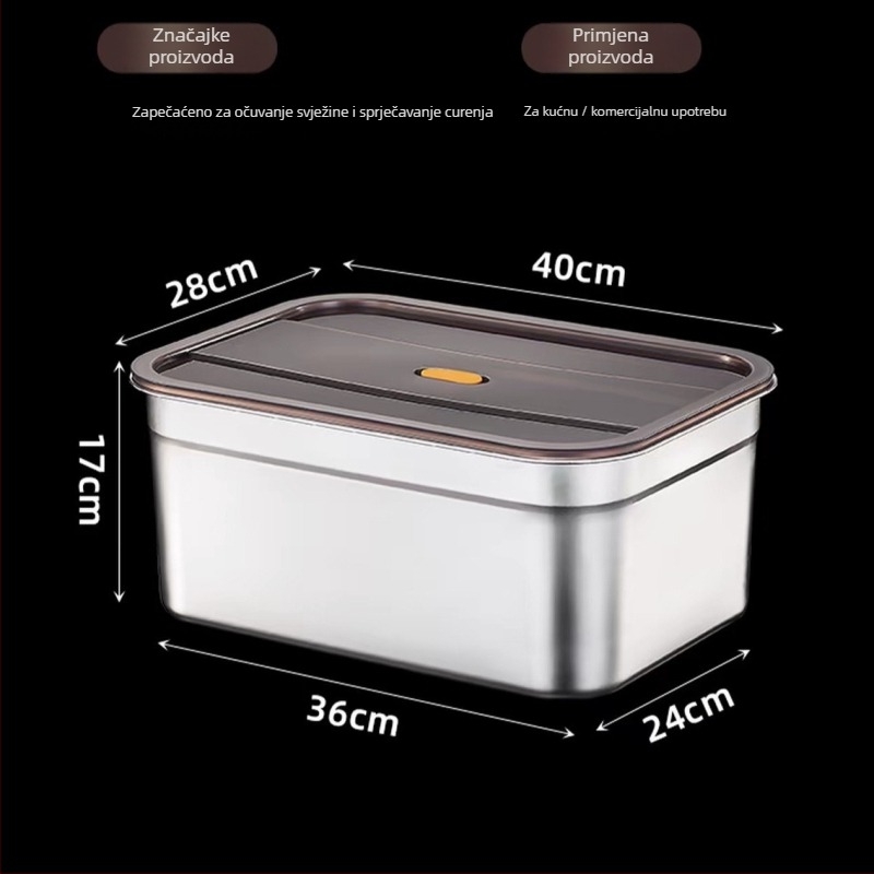 Spremnik za skladištenje hrane od nehrđajućeg čelika, 1–2 L, pravokutnog oblika, zatvoren i otporan na propuštanje, mikrovalno siguran
