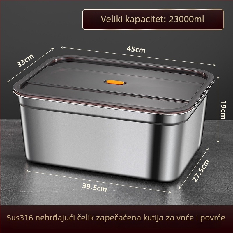 Spremnik za skladištenje hrane od nehrđajućeg čelika, 1–2 L, pravokutnog oblika, zatvoren i otporan na propuštanje, mikrovalno siguran