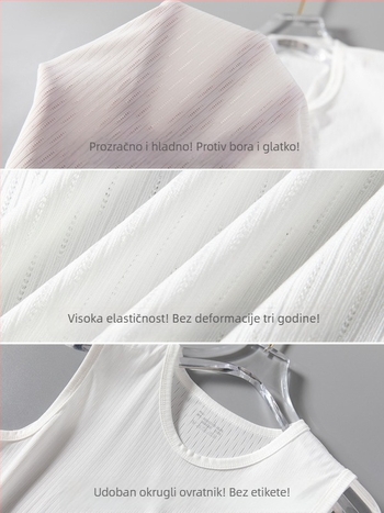Muški Ice Silk sportski set bez rukava - široki kroj, jednobojna boja, brzo sušeći top za trčanje i fitness