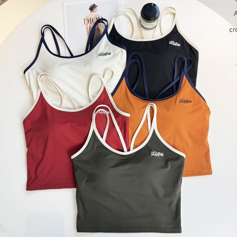 Ženski sportski grudnjak s križnim leđnim naramenicama, prozračan, brzo se suši, visoka elastičnost, tkanina Nylon-Spandex (80/20)