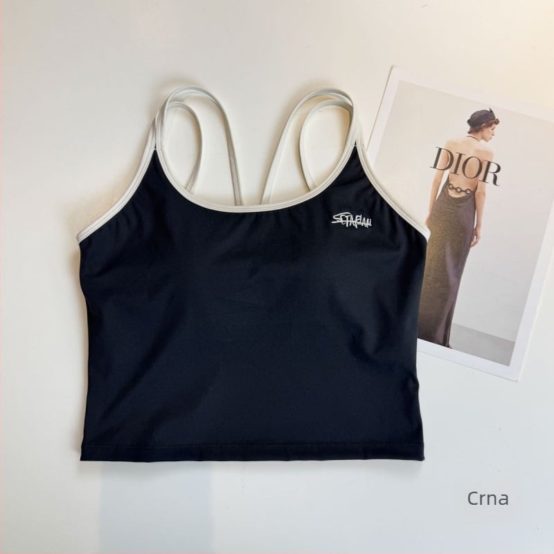 Ženski sportski grudnjak s križnim leđnim naramenicama, prozračan, brzo se suši, visoka elastičnost, tkanina Nylon-Spandex (80/20)