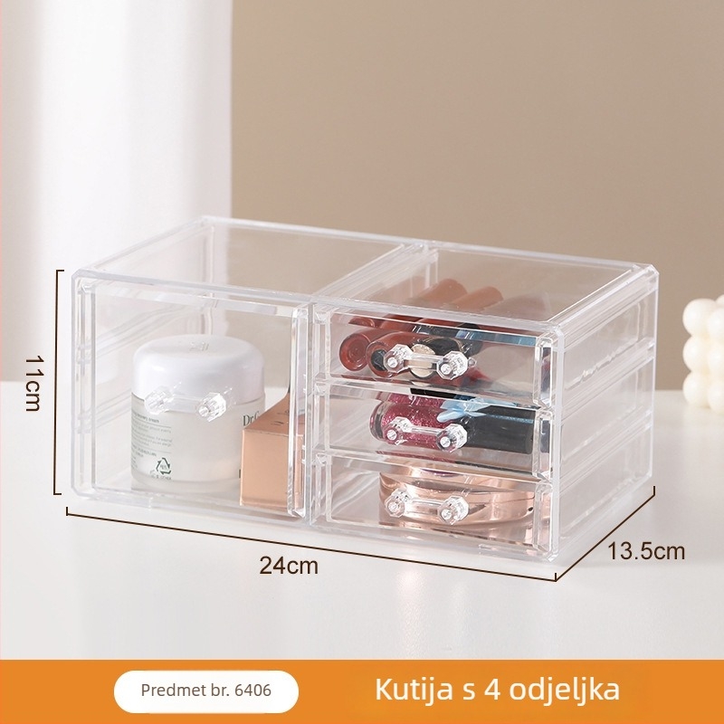 PS plastična stolna kutija za skladištenje s poklopcem i pregradama za kozmetiku, ruž za usne i nakit, kapacitet 18 L, japanski stil