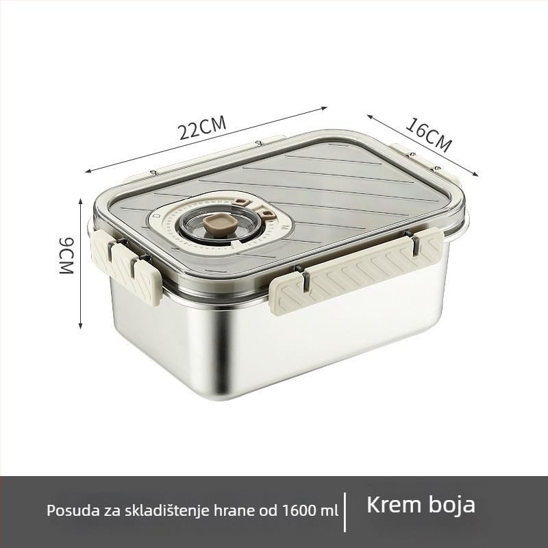 Kutija za očuvanje svježine od nehrđajućeg čelika 304 – zatvorena, kvadratnog oblika, za skladištenje u hladnjaku, bez električne energije, prilagodljiva