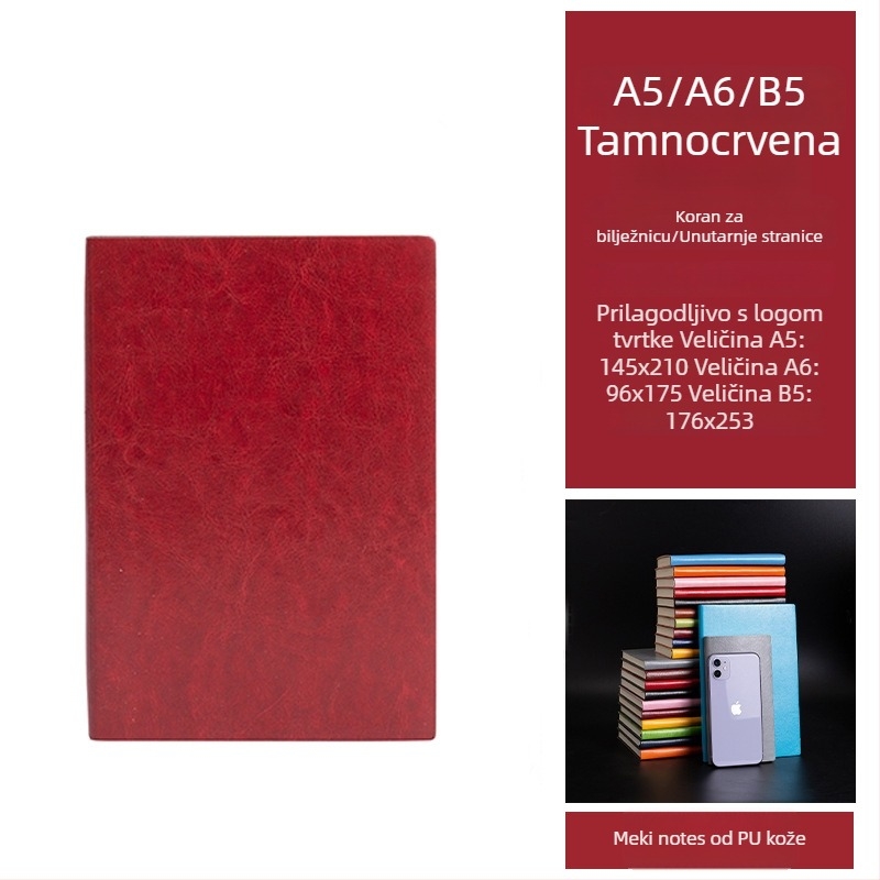 Beležnica s imitacijom kože; žično ljepilo povezivanje; Forest papir; 100–200 stranica; moguć ispis logotipa (imitacija kože; žično ljepilo povezivanje; Forest papir; 100–200 stranica; moguć ispis logotipa)
