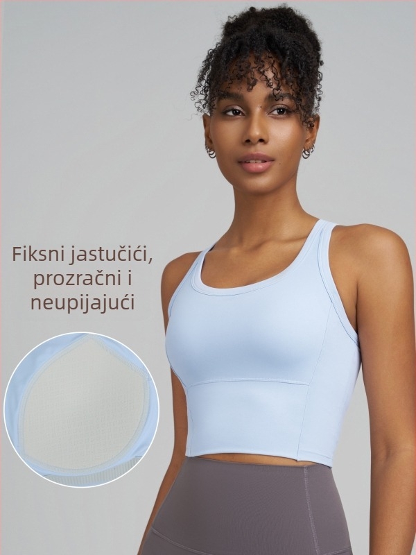 Worton ženski joga top s integriranom jastučićem za prsa, Racerback, brzo se suši, prozračan, antibakterijski