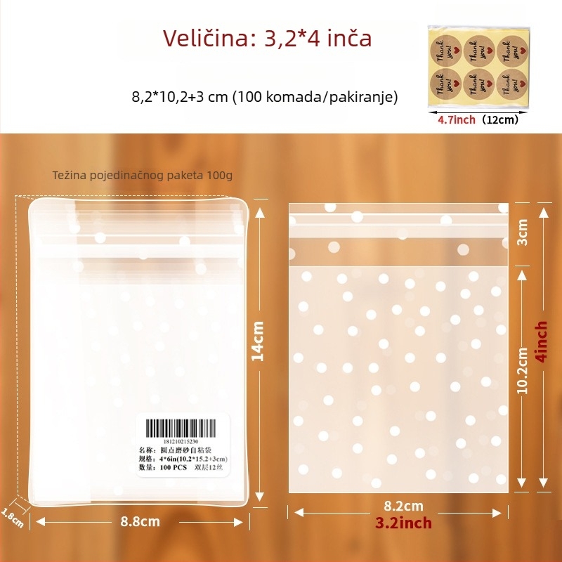 Prozirna mat OPP samoljepljiva vrećica za pakiranje keksa, kruha, tosta i pečenih proizvoda