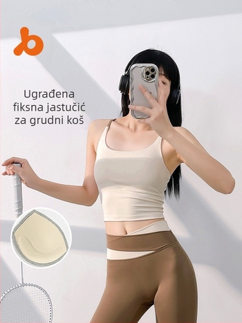 Bezšivni sportski grudnjak za jogu, visoka elastičnost, 3/4 košarica, srednji oblik košarice, fiksni dvostruki naramenice, brzo se suši i prozračan