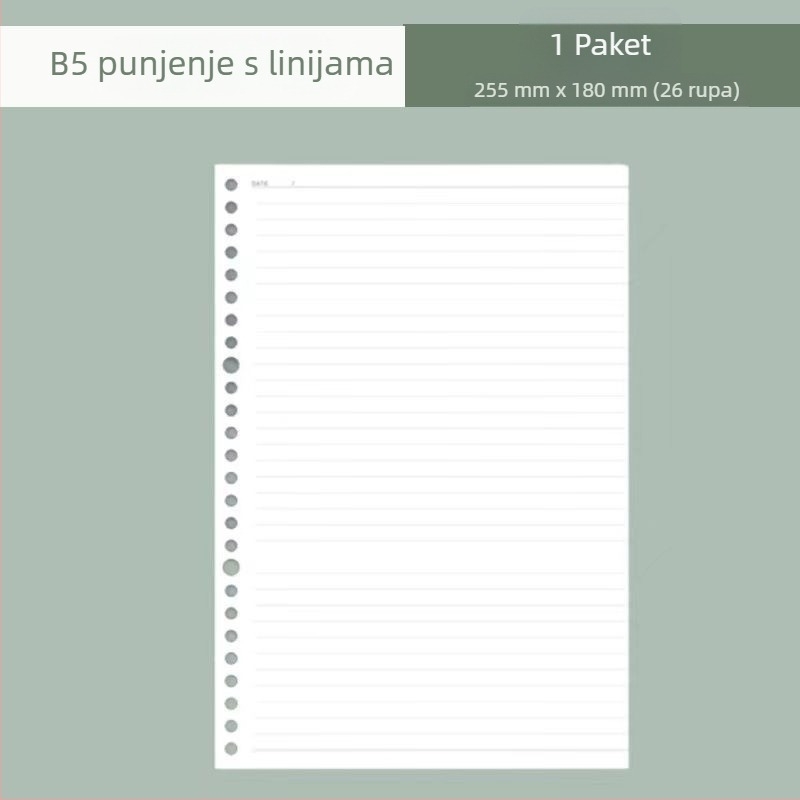 Bilježnica s prstenastim vezivanjem, papir od drvene pulpe 75 g/m², 1–50 stranica, svjež i čist estetski dojam