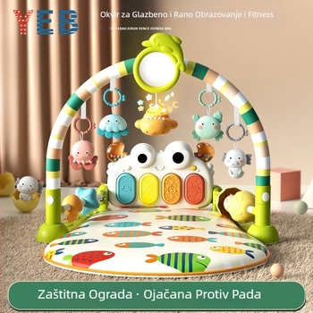 Baby gym s glazbenim pedalskim klavirom i podlogom za puzanje — plastična igračka za bebe 0-3 godine, razvija koordinaciju ruka-oka, osjetila i sluh