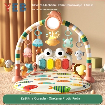 Baby gym s glazbenim pedalskim klavirom i podlogom za puzanje — plastična igračka za bebe 0-3 godine, razvija koordinaciju ruka-oka, osjetila i sluh