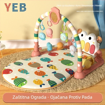 Baby gym s glazbenim pedalskim klavirom i podlogom za puzanje — plastična igračka za bebe 0-3 godine, razvija koordinaciju ruka-oka, osjetila i sluh