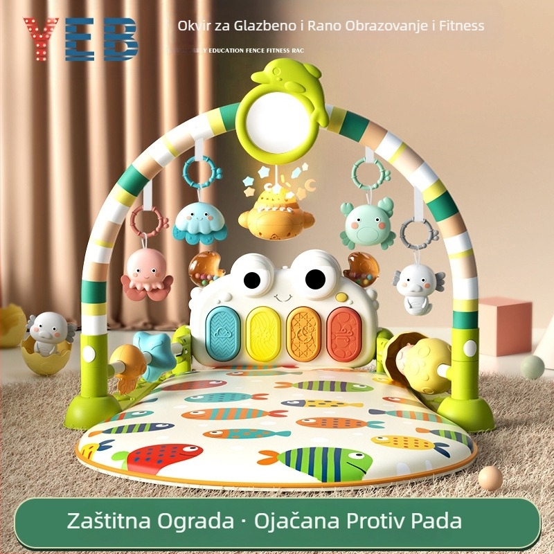 Baby gym s glazbenim pedalskim klavirom i podlogom za puzanje — plastična igračka za bebe 0-3 godine, razvija koordinaciju ruka-oka, osjetila i sluh