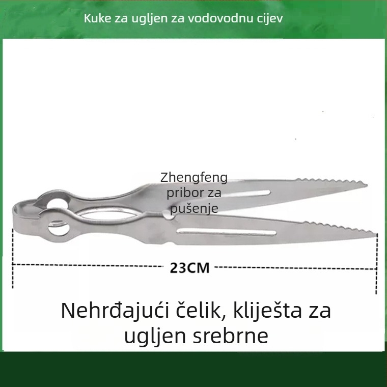 Pincete za nargilu i klip za jezik – metalna konstrukcija, karbonski klip, nehrđajući željezni dizajn