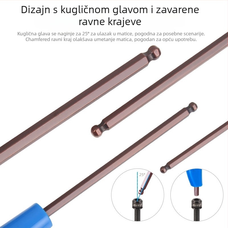 TOOPRE Biciklistički Allen ključ – T-oblikovani produženi plastični držač, dvostruka glava T25, S2 alatni set