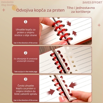 Bilježnica s odvojivom spiralnom vezom, PP naslovnica, papir 80 g/m², 100–200 stranica, uredski stil