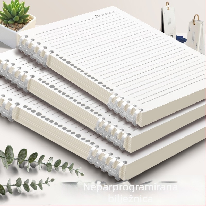 Bilježnica s odvojivom spiralnom vezom, PP naslovnica, papir 80 g/m², 100–200 stranica, uredski stil