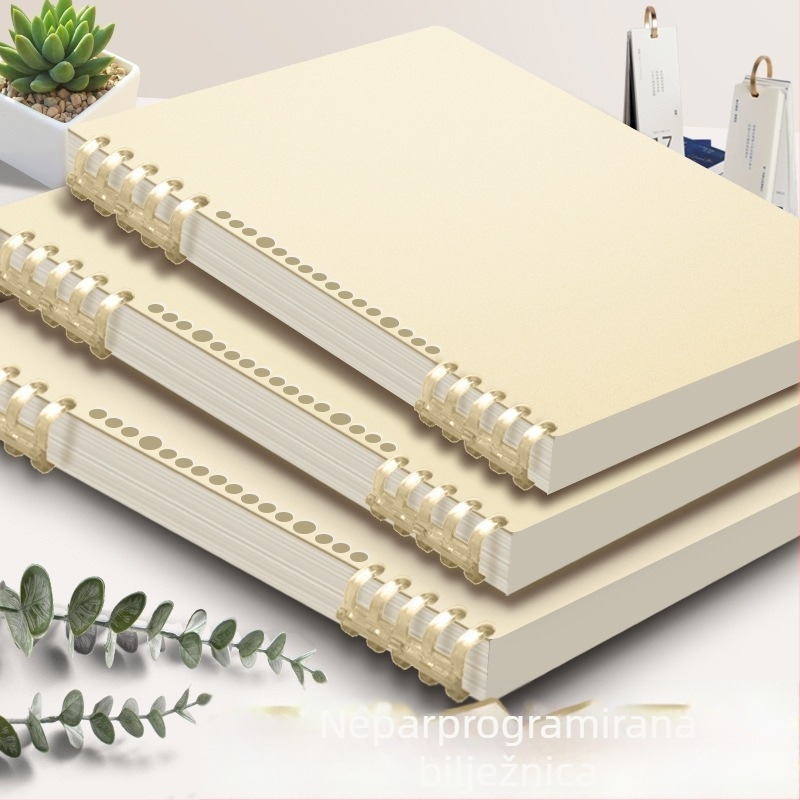 Bilježnica s odvojivom spiralnom vezom, PP naslovnica, papir 80 g/m², 100–200 stranica, uredski stil