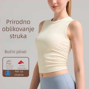 Ženski ljetni bezrukavni top za jogu, brzo suši, odvlači vlagu, 78% najlon / 22% spandeks, duljina do struka