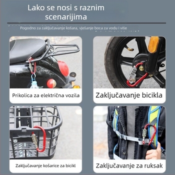Kombinacijski zglob za električno vozilo – kuka za kacigu, zaključavanje prednje košare i prtljage, DXs legura, 88 g, za električna vozila i motocikle