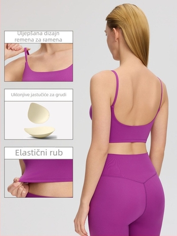 Desire Move Ženski uski sportski top s ugrađenom jastučićem za grudnjak, brzo se suši Nylon-Spandex, duljina do struka