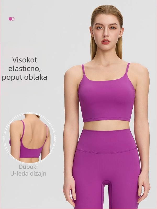 Desire Move Ženski uski sportski top s ugrađenom jastučićem za grudnjak, brzo se suši Nylon-Spandex, duljina do struka