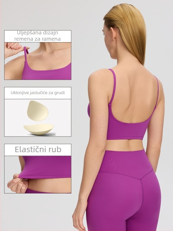 Desire Move Ženski uski sportski top s ugrađenom jastučićem za grudnjak, brzo se suši Nylon-Spandex, duljina do struka
