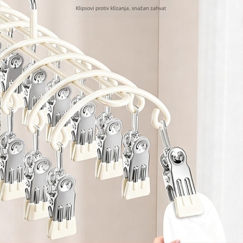 Stalak za sušenje čarapa s 20 klipsa, nehrđajući čelik, zakrivljeni modern dizajn, unutarnja i vanjska upotreba