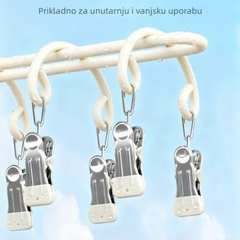 Stalak za sušenje čarapa s 20 klipsa, nehrđajući čelik, zakrivljeni modern dizajn, unutarnja i vanjska upotreba