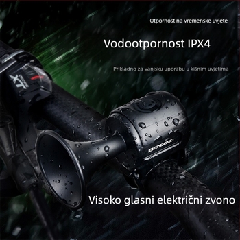 KVDI USB punjivi zvonac bicikla s ABS kućištem, model BG-3509, baterija 200 mAh CR2032