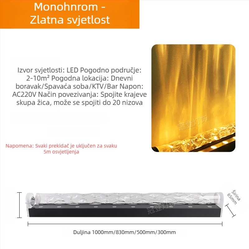 LED zidna zidna lampa s vodnim uzorkom – 3D dinamički vodeni valovi, aluminijsko kućište, 3600 lm, IP43, dimmabilno