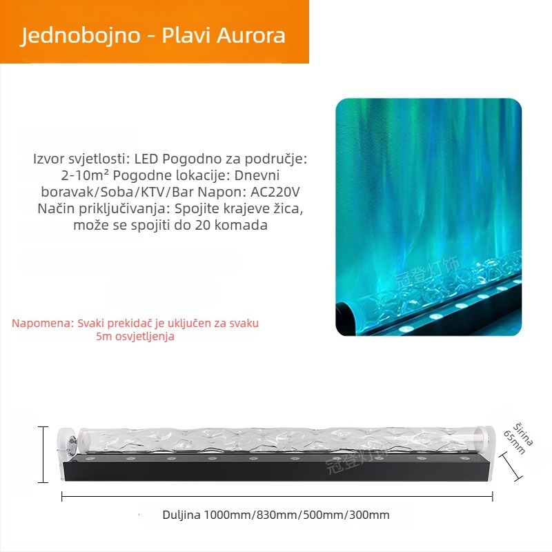 LED zidna zidna lampa s vodnim uzorkom – 3D dinamički vodeni valovi, aluminijsko kućište, 3600 lm, IP43, dimmabilno