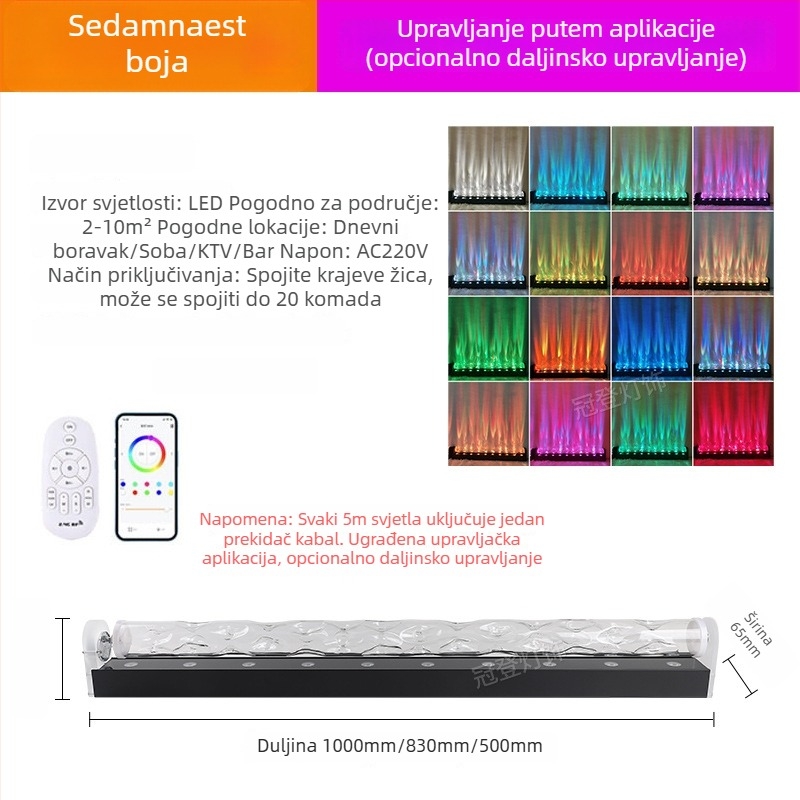 LED zidna zidna lampa s vodnim uzorkom – 3D dinamički vodeni valovi, aluminijsko kućište, 3600 lm, IP43, dimmabilno