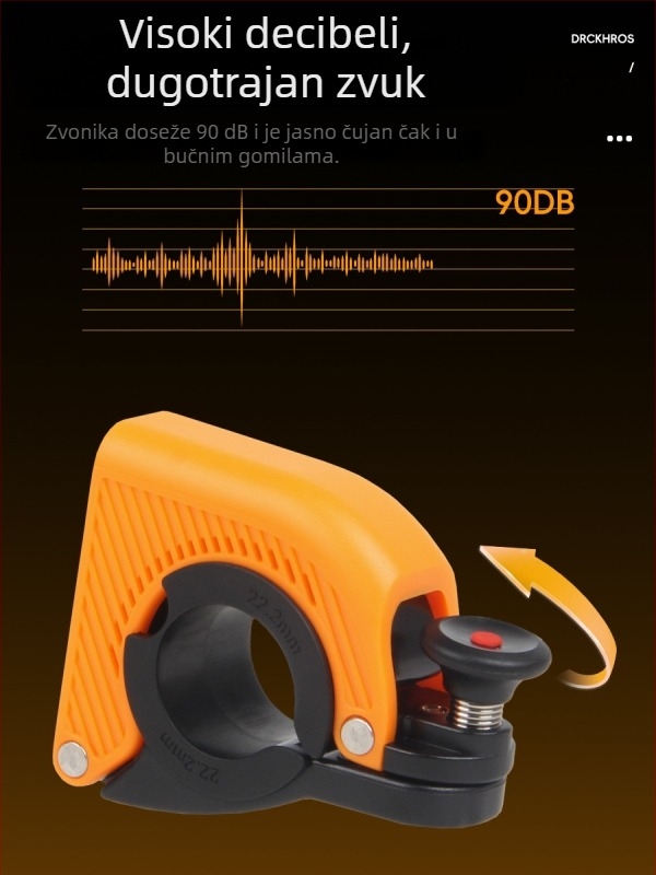 Zvončić za bicikl, skriveni mini dizajn, Drckhros Ld03, plast