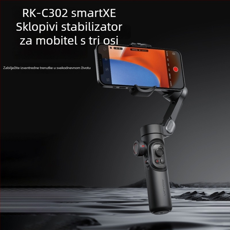 Stabilizator za pametni telefon s tri osi i praćenjem lica, sklopivi ručni gimbal, model RK-C302, aluminijska legura