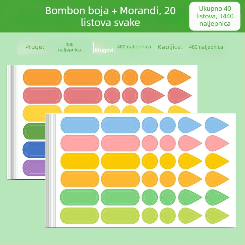 Višenamjenski oznake za anotacije s oznakama vodne kapljice i kišnih kapljica – spremne za lijepljenje, unutarnje stranice letka, osnovno pakiranje, Huge marka