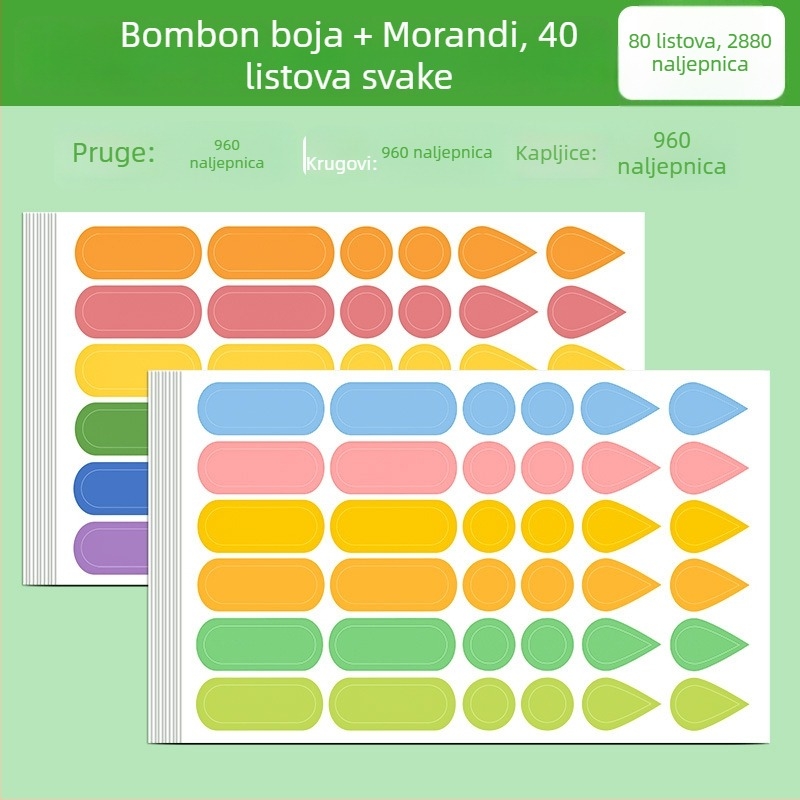 Višenamjenski oznake za anotacije s oznakama vodne kapljice i kišnih kapljica – spremne za lijepljenje, unutarnje stranice letka, osnovno pakiranje, Huge marka