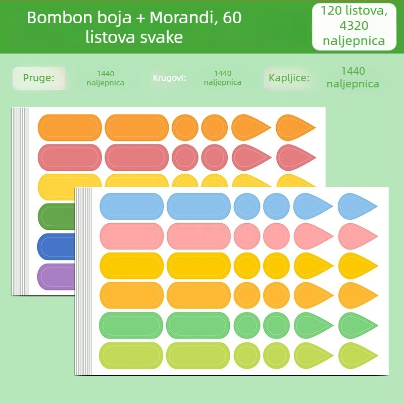 Višenamjenski oznake za anotacije s oznakama vodne kapljice i kišnih kapljica – spremne za lijepljenje, unutarnje stranice letka, osnovno pakiranje, Huge marka