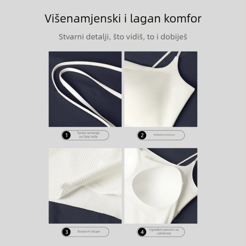Tank Top bez rukava, bez šavova s ugrađenim umetkom grudnjaka - najlon 75% (W175) (bez šavova; ugrađeni umetak grudnjaka; bez rukava)
