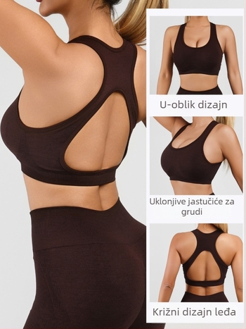 Yoga grudnjak s I-oblikom leđa, izrezom, s umetkom za grudi, uski kroj, brzo sušenje, materijal: najlon/spandeks/poliester
