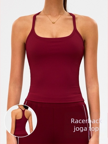 Ženski sportski top s anti-šok dizajnom leđa, brzo sušenje i odvlačenje znoja, mješavina najlona i spandeksa (90% najlon, 10% spandeks), kratki kroj, s umetkom za grudnjak